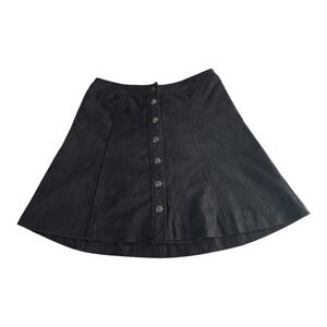 Abercrombie & Fitch A-Line Flare Skirt Size 0 Black Faux Suede Snap Button Front